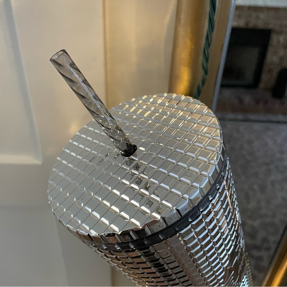 Starbucks 🪩 Disco Grid Metallic Silver Tumbler Cold Cup NWT - Picture 3 of 7